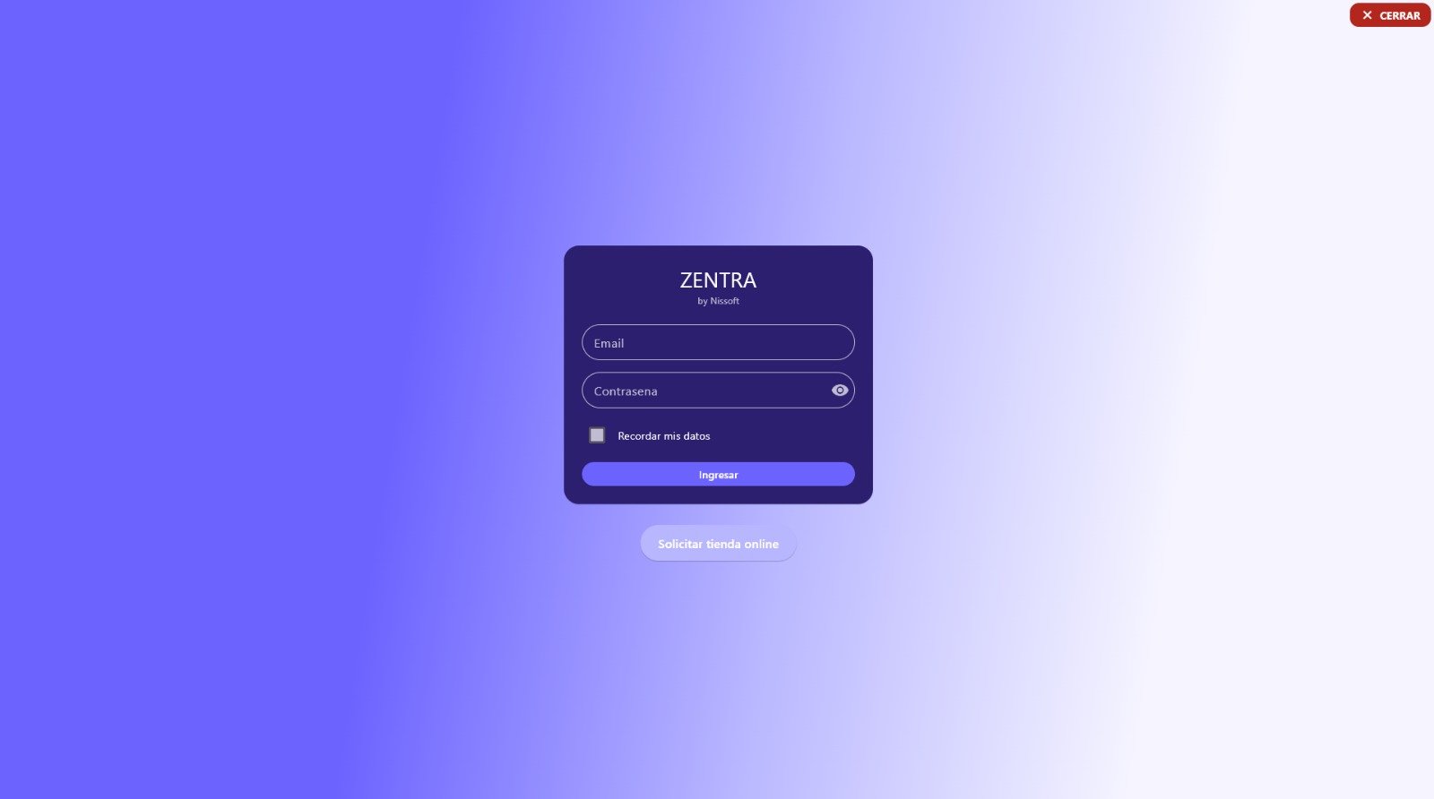 Vista de la app Zentra Tienda